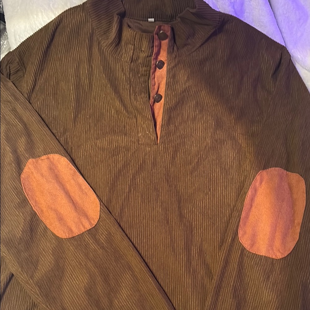 Brown Corduroy Pullover with Elbow Patches